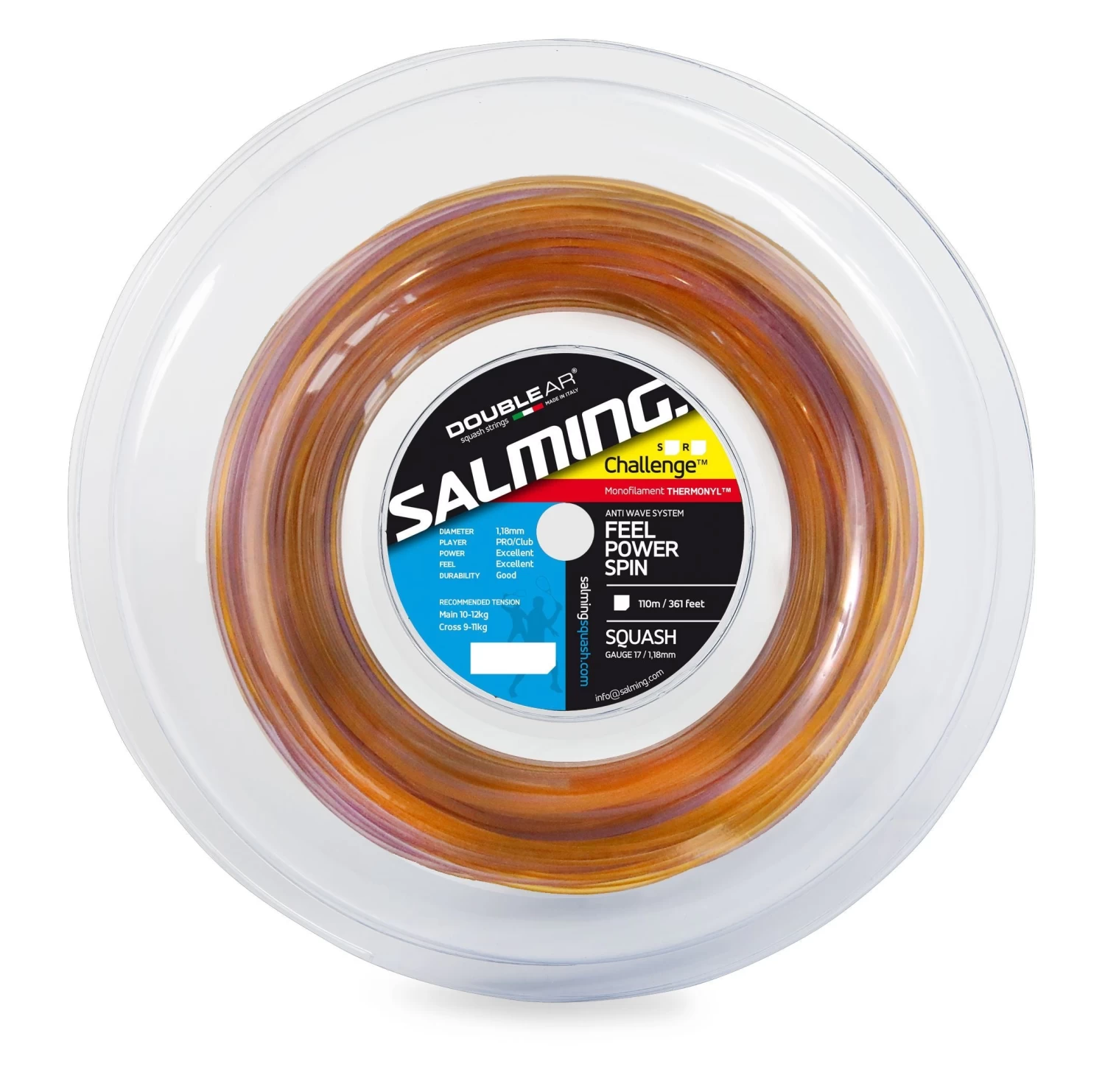 Salming Challenge Slick 17 Squash String Reel 110m (Purple/Yellow) 1 Salming Challenge Slick 17 Squash String Reel 110m (Purple/Yellow)