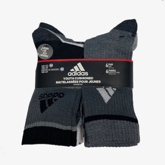 Adidas Youth Badge Of Sport Crew Socks (Black/Grey/White) 1 Adidas Youth Badge Of Sport Crew Socks (Black/Grey/White)