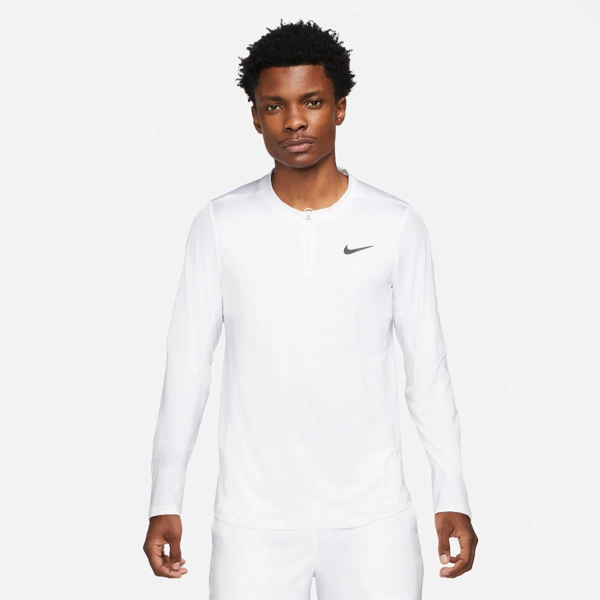 Nike Men's Dri-FIT Advantage Half-Zip Longs Sleeve Top (White/Black) 1 Nike Men's Dri-FIT Advantage Half-Zip Longs Sleeve Top (White/Black)