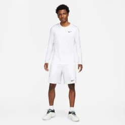 Nike Men's Dri-FIT Advantage Half-Zip Longs Sleeve Top (White/Black) 7 Nike Men's Dri-FIT Advantage Half-Zip Longs Sleeve Top (White/Black) -Tennis Equipment Store DD8370 100 PHSYM002 3144