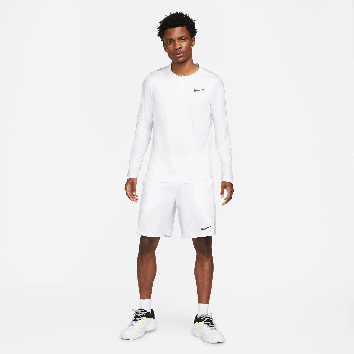 Nike Men's Dri-FIT Advantage Half-Zip Longs Sleeve Top (White/Black) 4 Nike Men's Dri-FIT Advantage Half-Zip Longs Sleeve Top (White/Black) - Image 4