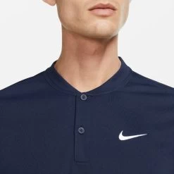 Nike Men's Dri-FIT Victory Blade Solid Polo (Obsidian/White) -Tennis Equipment Store DJ4167 451 PHSYM001 3144