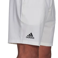Adidas Men's Club Stretch Woven 7-Inch Shorts (White/Black) -Tennis Equipment Store GH7222 APP on model detail 2 white