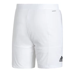 Adidas Men's Club Stretch Woven 7-Inch Shorts (White/Black) -Tennis Equipment Store GH7222 APP photo back center white