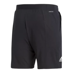 Adidas Men's Club Stretch Woven 7-Inch Shorts (Black/White) -Tennis Equipment Store GL5409 APP photo back center white 09bac204 5252 4e4a 988f bea9923e94d9