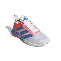 Adidas Adizero Ubersonic 4 Men's Tennis Shoe (White/Blue/Red) -Tennis Equipment Store GY3317 6 FOOTWEAR Photography FrontLateralTopView white