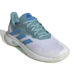 Adidas CourtJam Control Men's Tennis Shoe (Mint/Blue/White) -Tennis Equipment Store GY4002 6 FOOTWEAR Photography FrontLateralTopView white