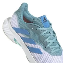 Adidas CourtJam Control Men's Tennis Shoe (Mint/Blue/White) -Tennis Equipment Store GY4002 8 FOOTWEAR Photography DetailView1 white