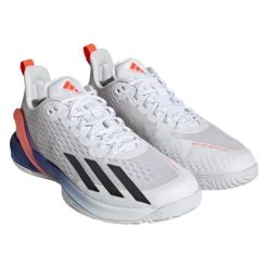Adidas Adizero Cybersonic Men's Tennis Shoe (White/Black) -Tennis Equipment Store GY9634 6 FOOTWEAR Photography FrontLateralTopView transparent