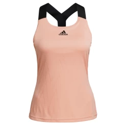 Adidas Women's Tennis Primeblue Aeroknit Y-Tank Top (Ambient Blush) -Tennis Equipment Store H31426 APP photo front center white