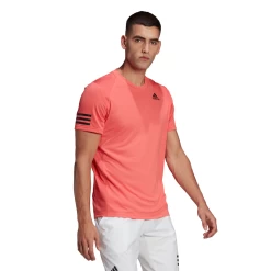 Adidas Men's 3 Stripes Club Top (Semi Turbo/Black) 10 Adidas Men's 3 Stripes Club Top (Semi Turbo/Black) -Tennis Equipment Store HB9075 APP on model walking white