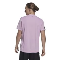Adidas Men's Club Stripe Tennis Tee (Pink) 7 Adidas Men's Club Stripe Tennis Tee (Pink) -Tennis Equipment Store HN3905 5 APPAREL OnModel BackView white