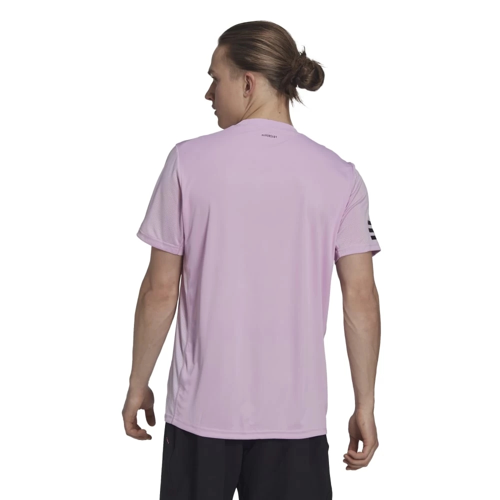 Adidas Men's Club Stripe Tennis Tee (Pink) 3 Adidas Men's Club Stripe Tennis Tee (Pink) - Image 3