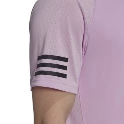 Adidas Men's Club Stripe Tennis Tee (Pink) 8 Adidas Men's Club Stripe Tennis Tee (Pink) -Tennis Equipment Store HN3905 7 APPAREL OnModel DetailView1 white