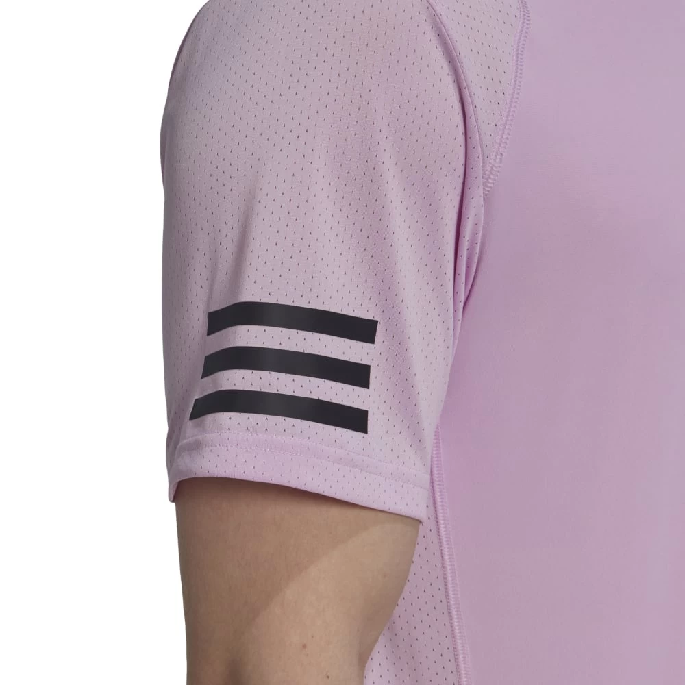 Adidas Men's Club Stripe Tennis Tee (Pink) 4 Adidas Men's Club Stripe Tennis Tee (Pink) - Image 4