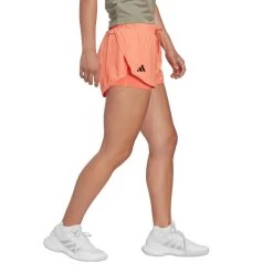 Adidas Women's Club Shorts (Orange) 9 Adidas Women's Club Shorts (Orange) -Tennis Equipment Store HS1453 5 APPAREL OnModel WalkingView transparent