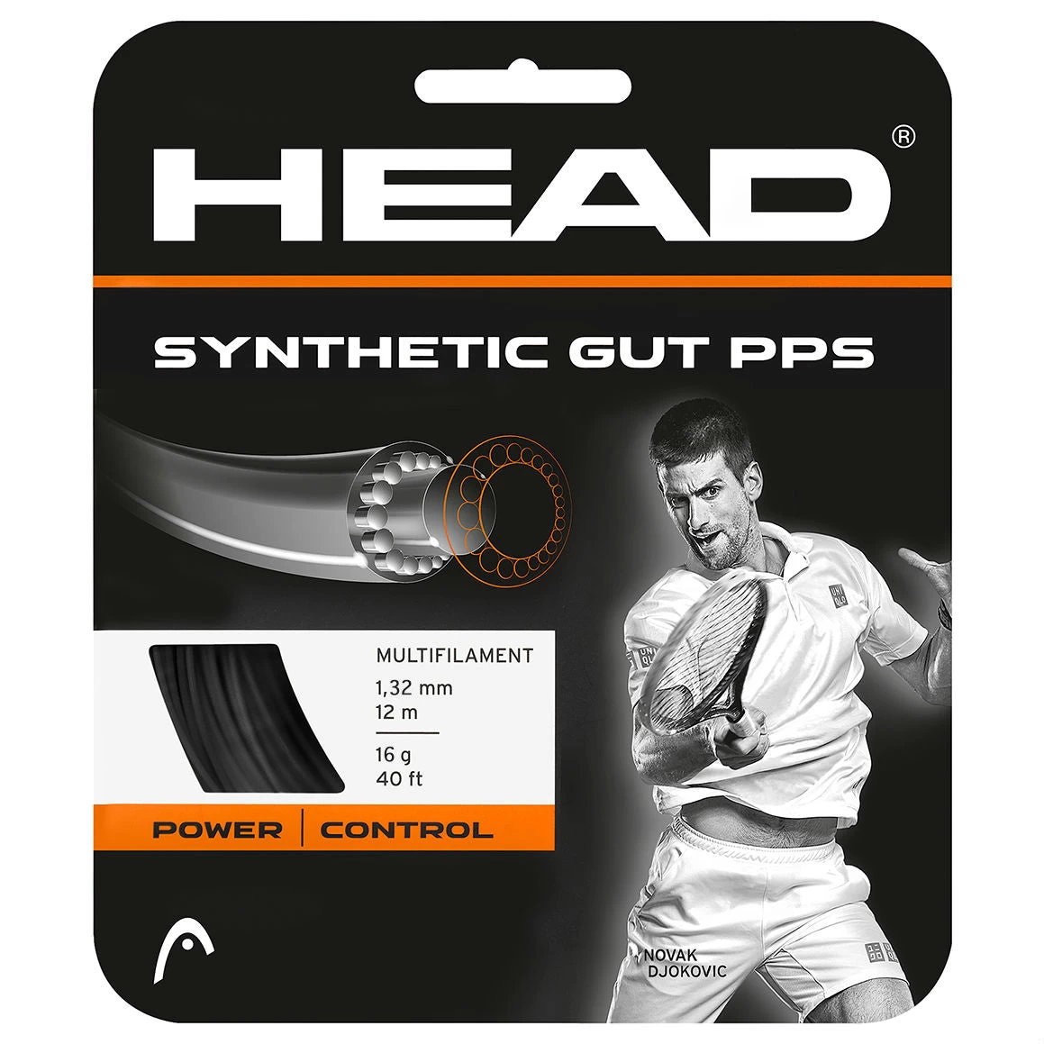 Head Synthetic Gut 16/1.30 PPS Tennis String (Black) 1 Head Synthetic Gut 16/1.30 PPS Tennis String (Black)