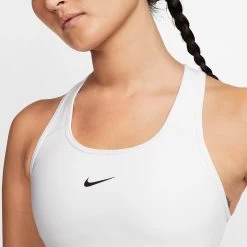 Nike Women's Dri-FIT Swoosh Medium Support 1 Piece Pad Sports Bra (White/Black) -Tennis Equipment Store dri fit swoosh support 1 piece pad sports bra mx9N8j 413f4291 747b 404b 90a3 3ccd5b532ce2