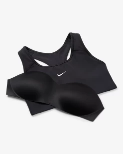 Nike Women's Dri-FIT Swoosh Medium Support 1 Piece Pad Sports Bra (Black/White) -Tennis Equipment Store dri fit swoosh support 1 piece pad sports bra mx9N8j 5c7d79bb 1590 47dd 896a fbf7a97dda6f