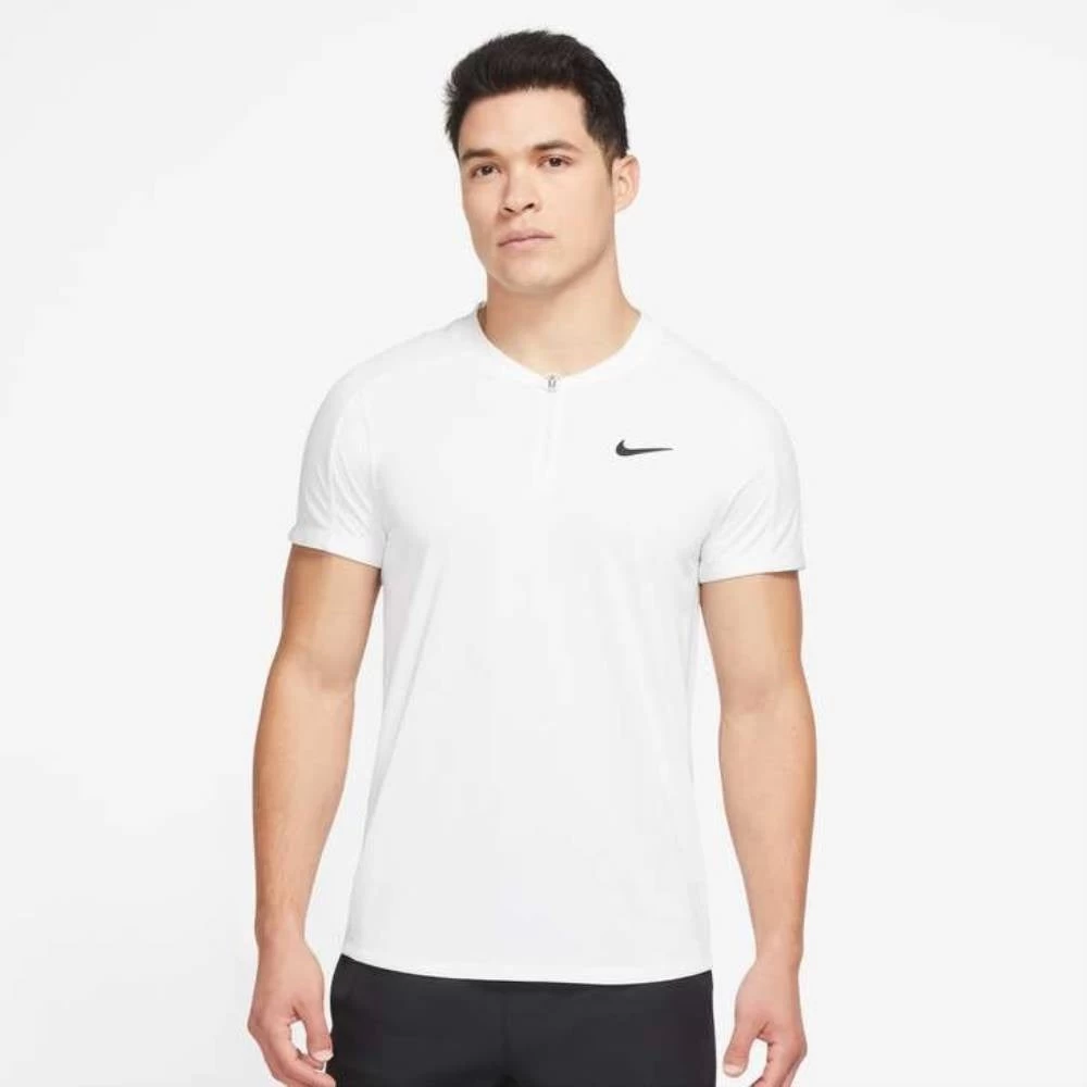Nike Men's Dri-FIT Slam Zip Polo (White/Black) 1 Nike Men's Dri-FIT Slam Zip Polo (White/Black)