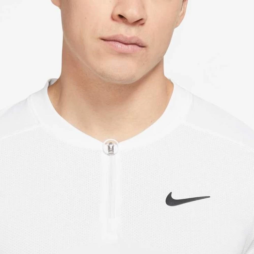 Nike Men's Dri-FIT Slam Zip Polo (White/Black) 2 Nike Men's Dri-FIT Slam Zip Polo (White/Black) - Image 2